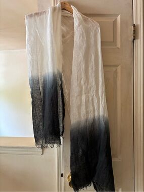 eskandar White to Black Ombre Scarf 100% linen